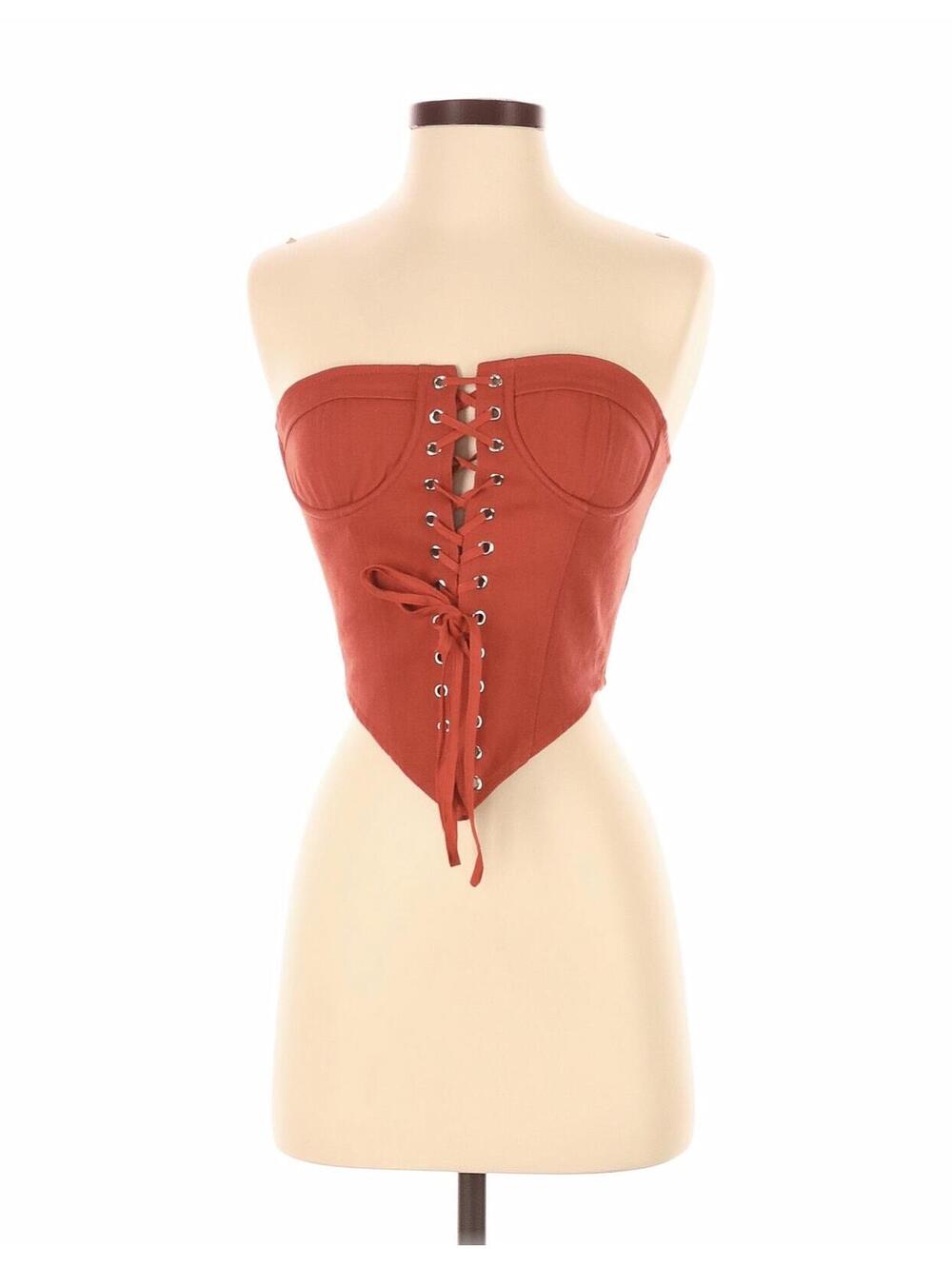 Lioness 100% cotton corset bustier rust color size small
